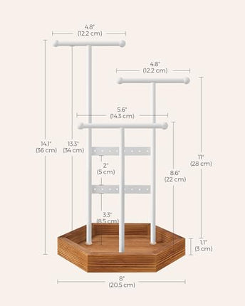 SONGMICS Jewelry Holder, Jewelry Organizer, 4 Independent Zones, Jewelry Display