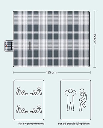 SONGMICS Picnic Blanket, 76.8 x 59.1inch, Large Mat for Camping, with Waterproof