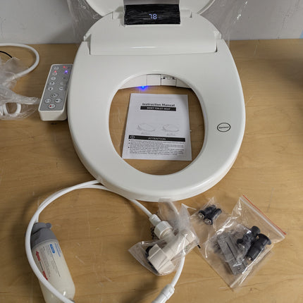 WLJBIDET O7L-1V Elongated Bidet Toilet Seat with Warm Water Wash, Air Drying, Heated Seat, Side Panel & Nightlight