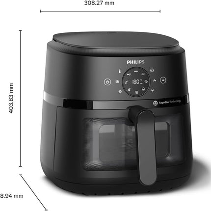 Philips 2000 Series Air Fryer with Window, 6.2L Capacity, 13 Cooking Functions & RapidAir Technology, Black