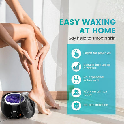 Waxing Kits Wax Melt Warmer: Wax Kit with 4*100g Hard Waxing Beans &30Pcs Waxing