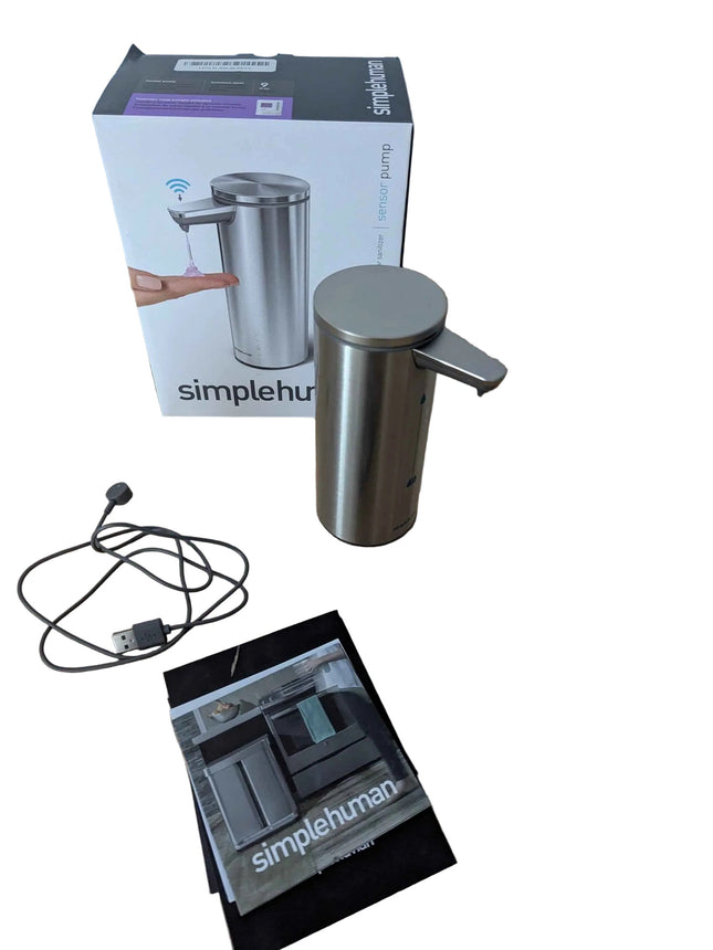 simplehuman 266 ml 9 oz Sensor Pump, Touch-Free Rechargeable Liquid Soap Dispens