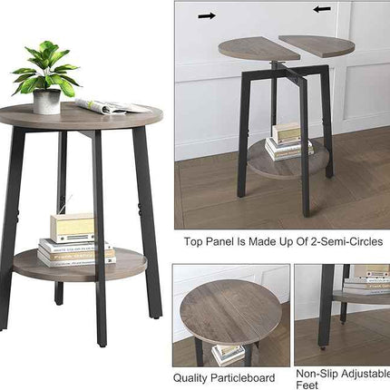 sthmec Side Table Set of 2, Small Round End Table with Storage Shelf for Small S