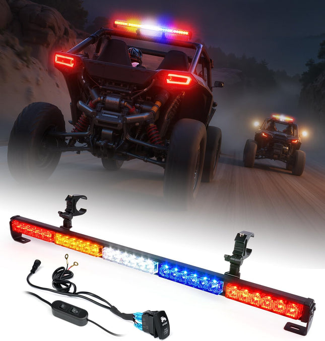 Lupar 30'' UTV LED Chase Light Bar w/ 1.75''-2'' Roll Cage Mount Bracket Rear Ch