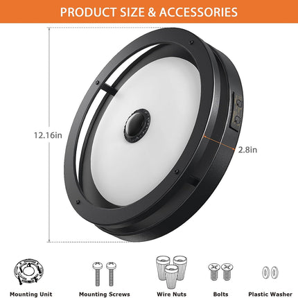 Outdoor Motion Sensor Flush Mount Ceiling Light, LED Outdoor Light Fixture 2 Pac