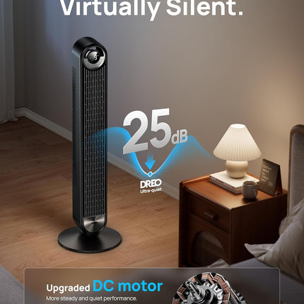 Dreo Tower Fan for Bedroom, 42 Inch Bladeless Fan, 90° Oscillating Fan, Quiet Fl