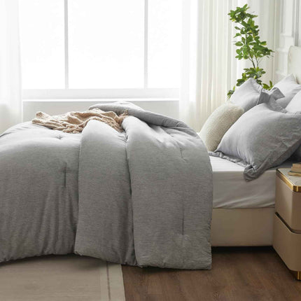 CozyLux Twin Comforter Set Dorm Bedding, 2 Pieces Light Grey Twin Extra Long Sof