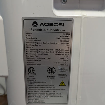 AAOBOSI 10000 BTU Portable Air Conditioner for Rooms up to 220 Sq Ft, 4-in-1 WiFi AC with Window Kit & Remote