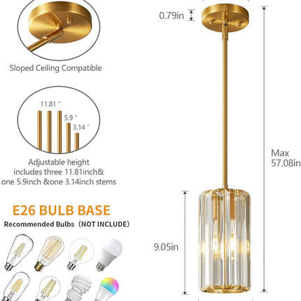 zhllmq Gold Pendant Lighting Modern Pendant Light Mini Crystal Chandeliers Adjus