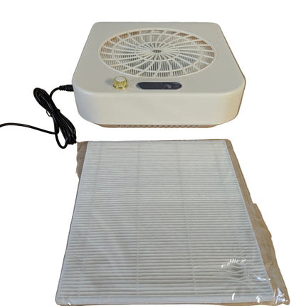 GrowCube Nail Dust Collector with 2 Cleanable Reusable Filters, 45-Speed Adjustable Extractor for Nail Salons, White