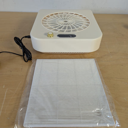 GrowCube Nail Dust Collector with 2 Cleanable Reusable Filters, 45-Speed Adjustable Extractor for Nail Salons, White