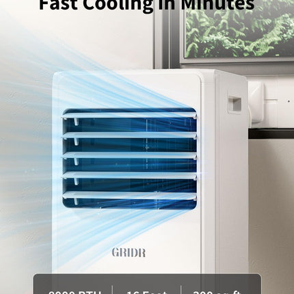 GRIDR Portable Air Conditioners, 8,000 BTU AC Unit for Bedroom with 4 Modes Cool