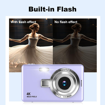 4K Digital Camera, Acbaeta Autofocus 50MP Vlogging Camera with 32G SD Card, 16X