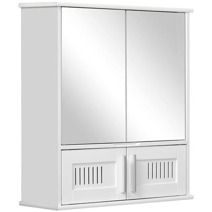 kleankin Medicine Cabinet with 2 Mirror Doors and 2 Bottom Doors 23.6 x 21.7-in