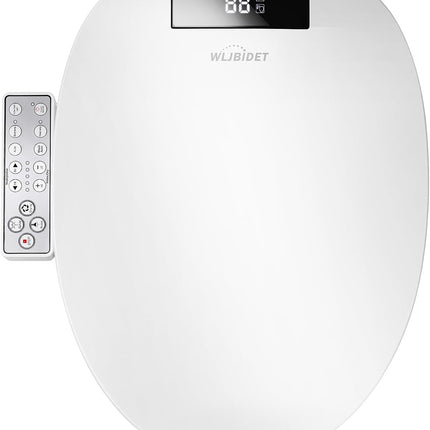 WLJBIDET O7L-1V Elongated Bidet Toilet Seat with Warm Water Wash, Air Drying, Heated Seat, Side Panel & Nightlight