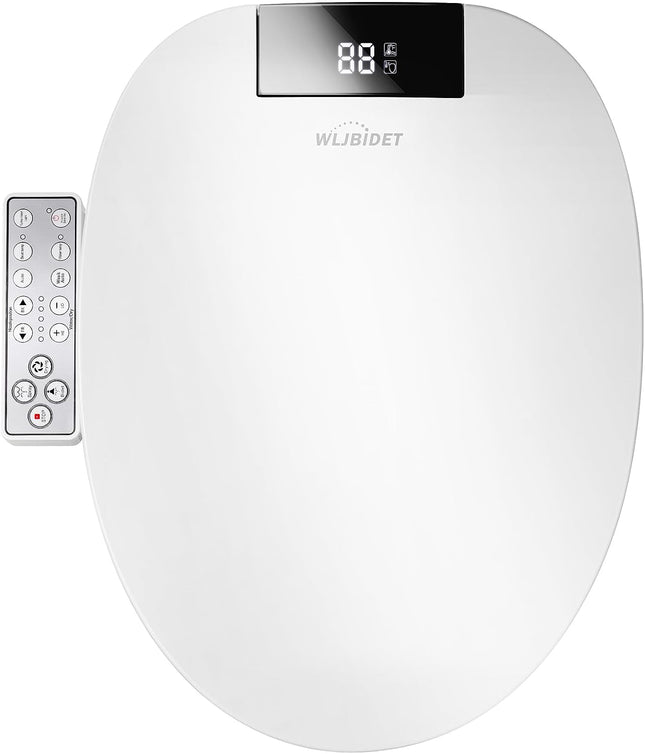 WLJBIDET O7L-1V Elongated Bidet Toilet Seat with Warm Water Wash, Air Drying, Heated Seat, Side Panel & Nightlight
