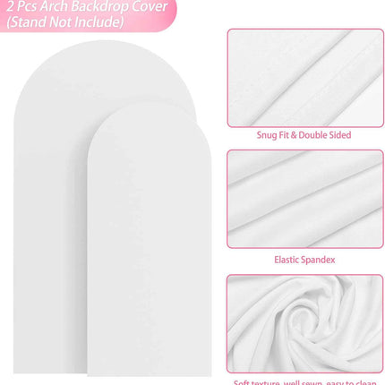 Wokceer Wedding Arch Cover 7.2FT, 6FT Spandex Fitted Wedding Arch Stand Covers 2