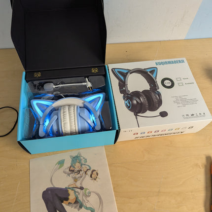 New LED Wireless Cat Ear Headphones (12 Color Changing) with Connectable Attacha