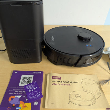 Used - fair, no remote MONSGA Robot Vacuums and Mop 5000Pa, Self-Emptying, 3.5L