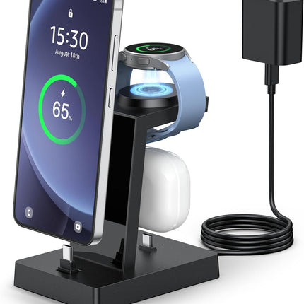 Galaxy Watch Charging Stand, 3-in-1 Wired Charging, Type-C Charging Station, 30