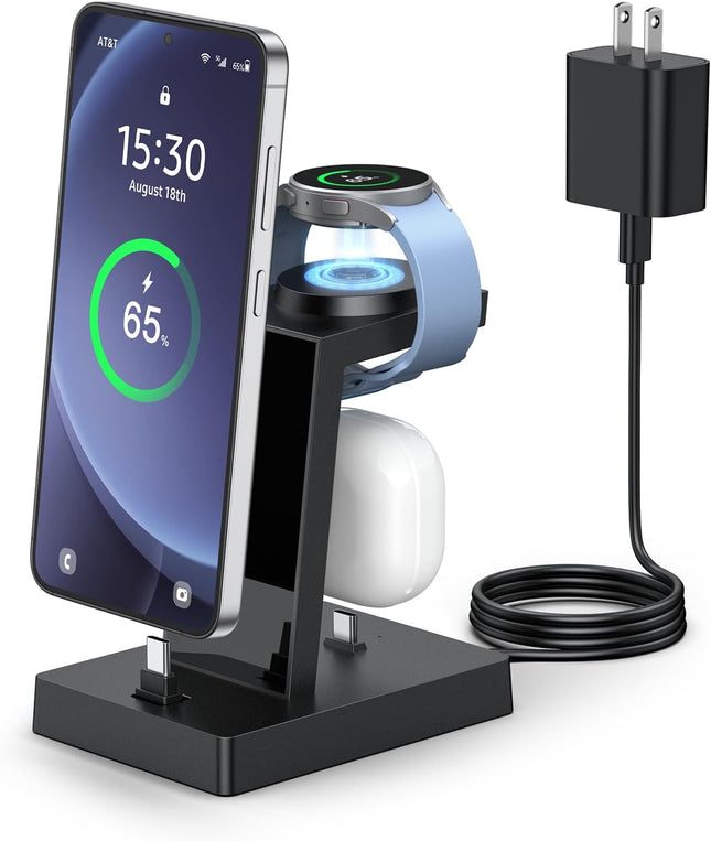 Galaxy Watch Charging Stand, 3-in-1 Wired Charging, Type-C Charging Station, 30