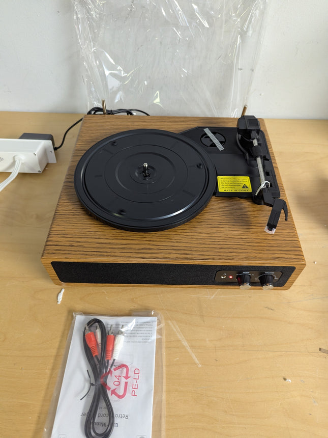 Record Player, FYDEE Vinyl Record Player with Built-in 2 Stereo Speakers, 3-Spee