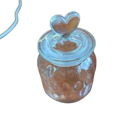 (only 1) HomeyHoney 22 oz Clear Glass Jars with Cute Heart Shaped Lids Set, Food