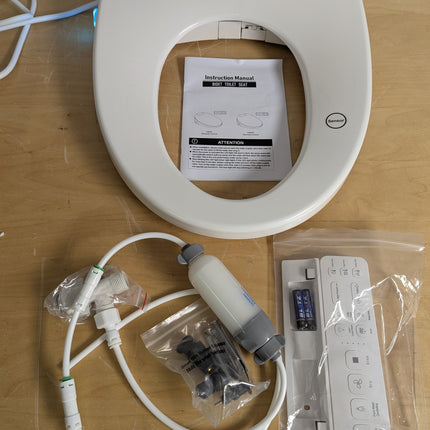 WLJBIDET O80KL Elongated Bidet Toilet Seat with Warm Water Wash & Air Drying, Heated Seat, Remote Control & Nightlight