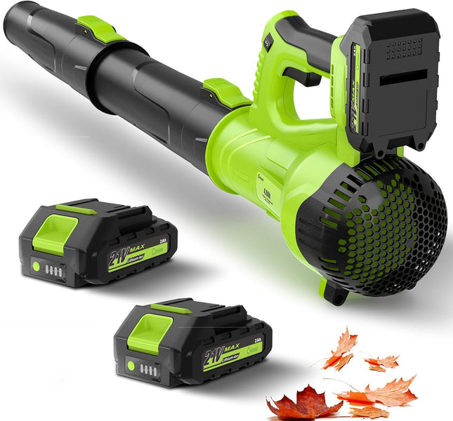 GREENER 21V Leaf Blower Cordless - 430CFM/135MPH 6 Speed Modes Electric Leaf Blo