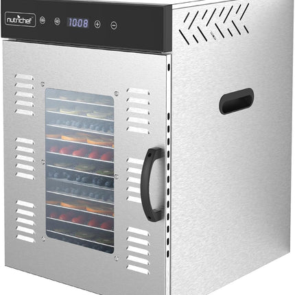NutriChef Extra Large Food Dehydrator, 16 Stainless Steel Shelves, 1500W Electric Food Dryer for Jerky & Fruit