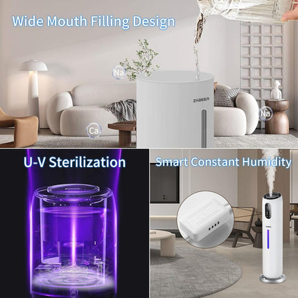 Humidifiers for Bedroom Large Room,ZXBEER 9L Top Fill Ultrasonic Humidifier with