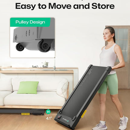 UREVO 2-in-1 Under Desk Walking Pad Treadmill, 4 MPH with 2.5 HP 40 dB Quiet Motor & App Control, 265 lb