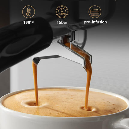 Neretva Espresso Machines, Professional 15 Bar Espresso Maker with Milk Frother