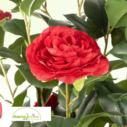 Howngyesimu 38' Artificial Camellia Tree - 2 Packs, Faux Camellia Plant in Pebbl