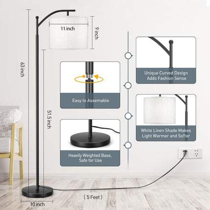 OUTON Arc Floor Lamp, 3 Color Temperatures Modern Floor Lamps, Adjustable Tall S