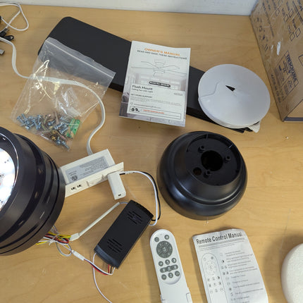 FAULTY Black Ceiling Fans with Lights - 46" Flush Mount Ceiling Fan with Remote