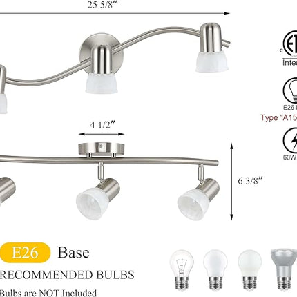 XiNBEi Lighting Track Lighting, 3 Light Wave Track Light with Glass Modern Ceili