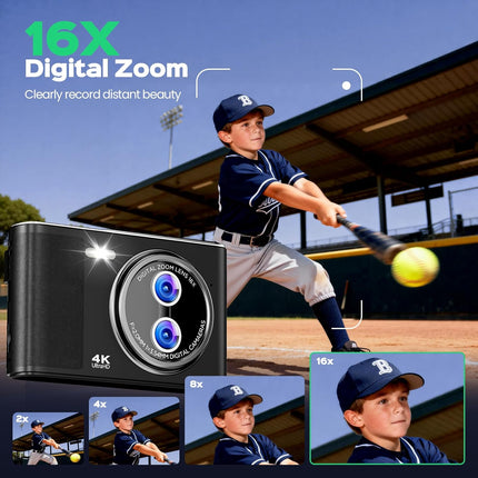 32GB Digital Camera Compact 48MP Autofocus 16X Digital Zoom Photo Camera: 2.8 In
