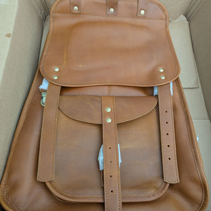 Satchel And Fable Handmade Brown Vintage Genuine Leather Shoulder Men Backpack