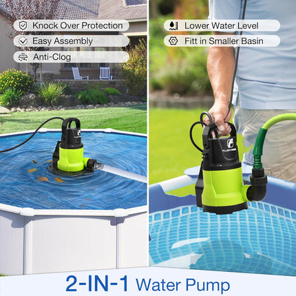 FLUENTPOWER Automatic Submersible Pump for Pool Cover, 3/4 HP 3400GPH Removal Pu