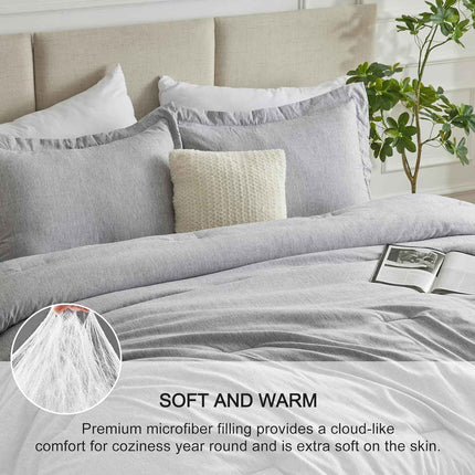 CozyLux Twin Comforter Set Dorm Bedding, 2 Pieces Light Grey Twin Extra Long Sof