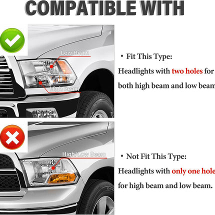 Headlight Assembly Compatible with 2009-2018 Dodge Ram 1500/2010-2018 Dodge Ram