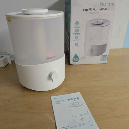 Pharata Humidifiers for Bedroom Large Room, 2.5L Cool Mist Humidifier with Essential Oil Diffuser, Top Fill Humidifier for Baby, Home, Plant, Ultrasonic Humidification for whole house, Auto Shut-Off
