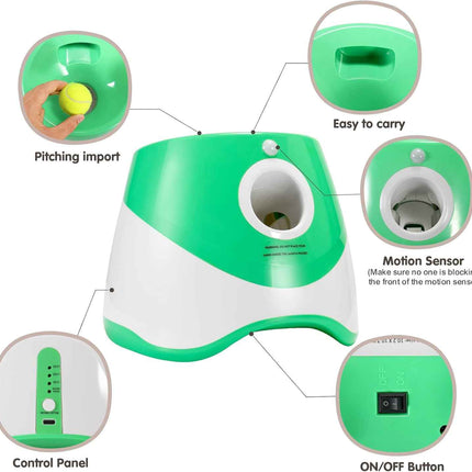 FENTERXY Automatic Dog Ball Thrower with 3 Balls Interactive Tennis Ball Launche