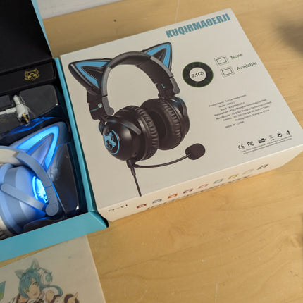 New LED Wireless Cat Ear Headphones (12 Color Changing) with Connectable Attacha
