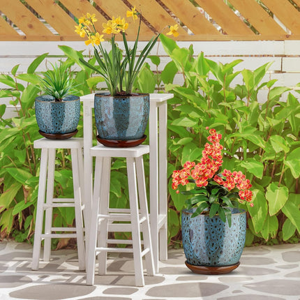 ETGLCOZY Ceramic Planter Pot with Drainage Hole and Saucer, 5.5/5/4.1 inch Flowe