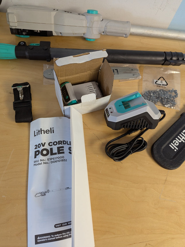 Litheli Cordless Pole Saw 10-Inch, 20V Battery-Powered Pole Saws for Tree Trimmi