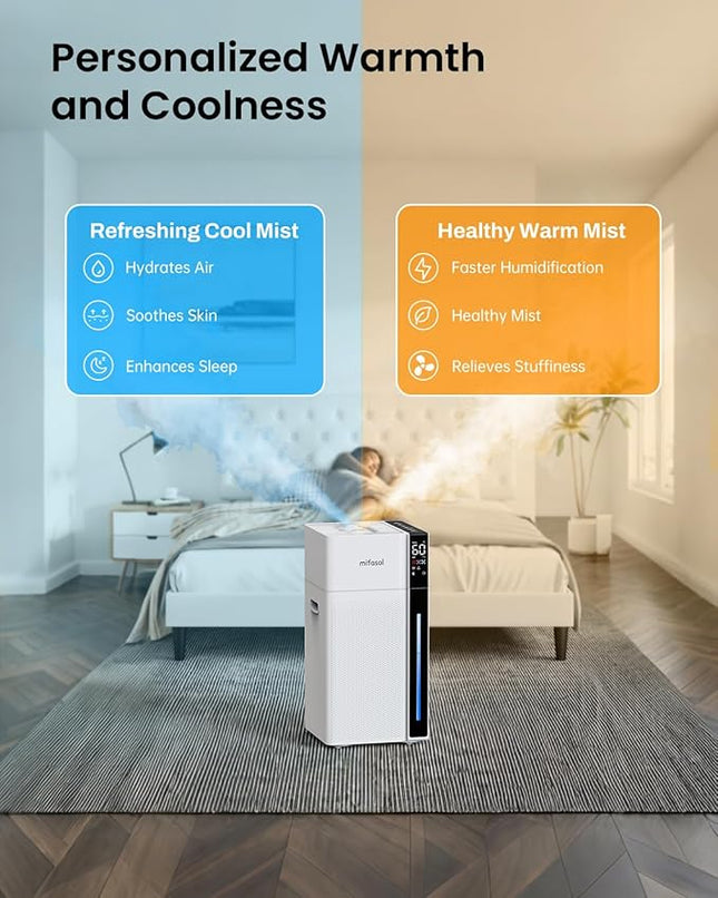 Humidifier Large Room, Mifasol Cool and Warm Mist Humidifiers for Bedroom 20L/5.
