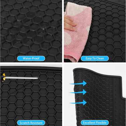 Matericuo Car Floor Mats Custom Fit for Tesla Model 3 2017-2023 Full Black Rubbe