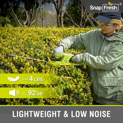 SnapFresh 20V Cordless Hedge Trimmer, 18 in Dual-Action Blades with 2.0Ah Battery & Fast Charger, 4 lb